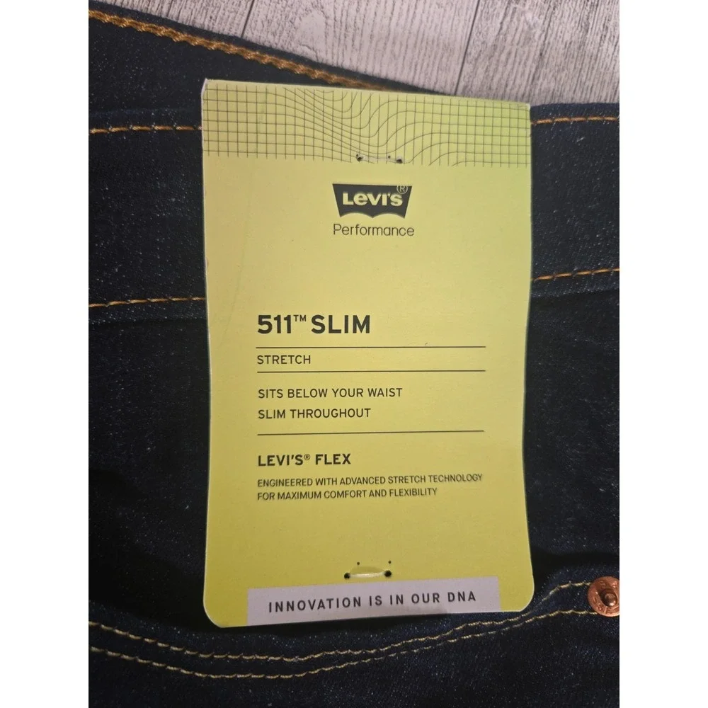 Levi's 511 Slim Jeans 36x38 Mens Stretch Sits Below Waist Slim Throughout NEW